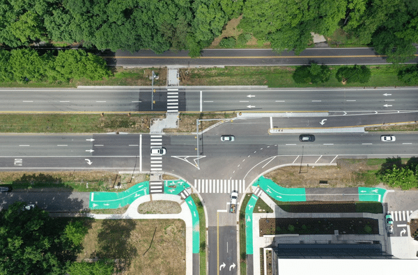 aerial of bike lanes Chapel Hill