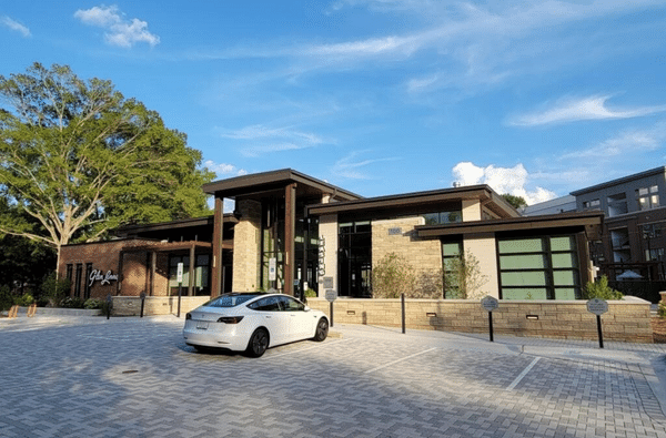 Tesla outside of building